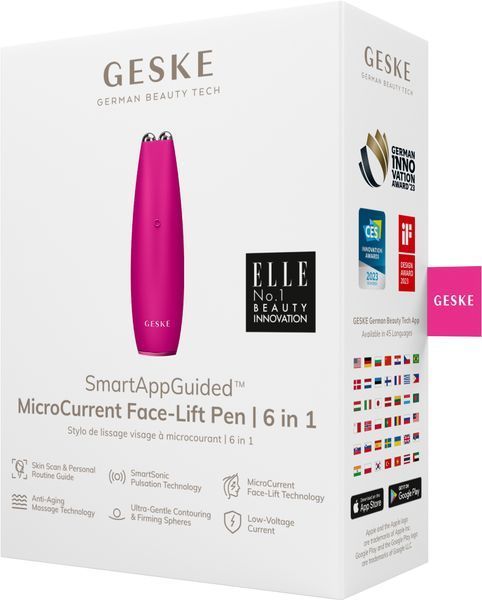 Мікрострумова ручка для підтяжки шкіри обличчя GESKE MicroCurrent Face-Lift Pen 6в1 magenta HB0120 фото