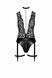 Боді Noir Handmade F297 Libido, L, чорне, мереживо, низ під латекс, відкритий доступ, гартери SX0221 фото 4