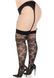 Панчохи Leg Avenue Wild rose net thigh highs, 1X/2X, чорні, широка резинка, малюнок-троянди SX1043 фото 4