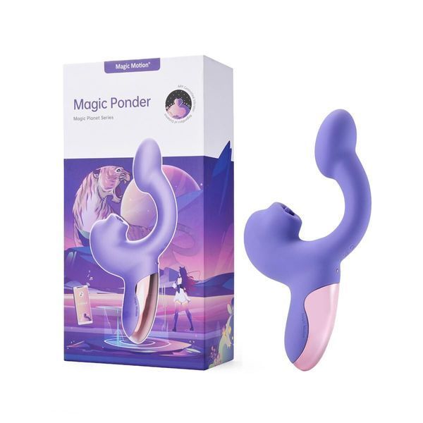 Смарт-вібратор Magic Motion Ponder Purple, подвійна стимуляція, віброяйце+язичок для клітора SX3228 фото