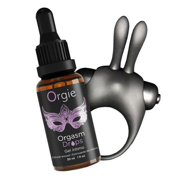 Набір Orgie Orgasmic Bunny: збуджувальні краплі та ерекційне віброкільце SX3641 фото