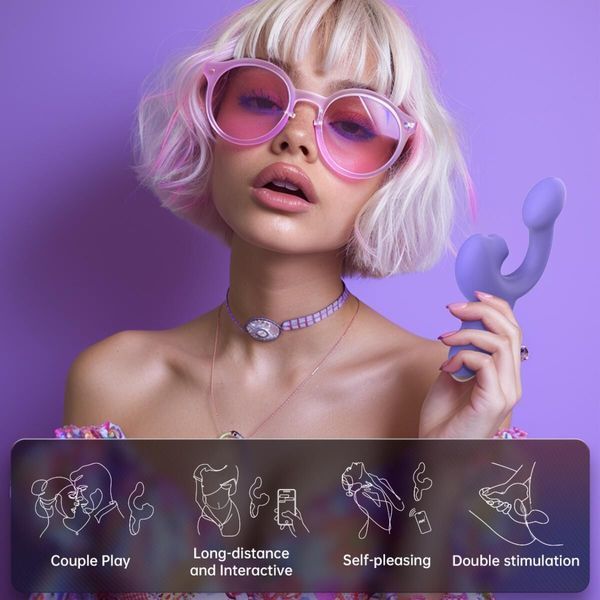 Смарт-вібратор Magic Motion Ponder Purple, подвійна стимуляція, віброяйце+язичок для клітора SX3228 фото