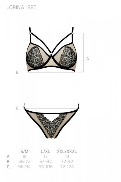 Комплект Passion LORINA SET, XXL/XXXL, beige, бюстгальтер та трусики SO9713 фото