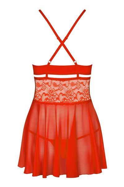 Бебі-дол Obsessive 838-BAB-3 babydoll & thong red S/M SX1119 фото