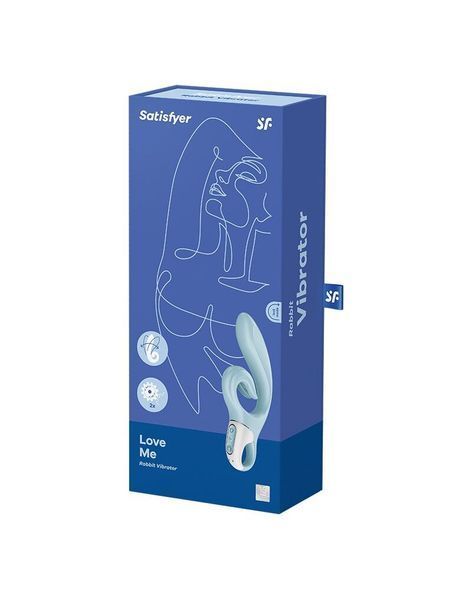 Вібратор-кролик Satisfyer Love Me Blue, гнучкий, відросток з потрійним кінчиком SO7779 фото