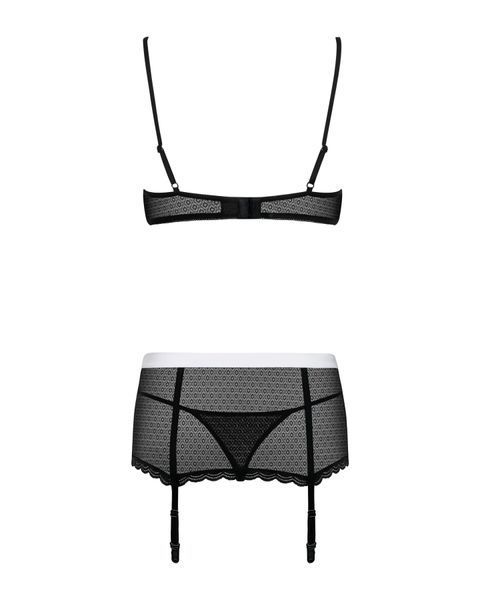 Еротичний костюм покоївки Obsessive Maidme set 5pcs S/M, бюстгальтер, пояс з фартухом, панчохи SO7290 фото