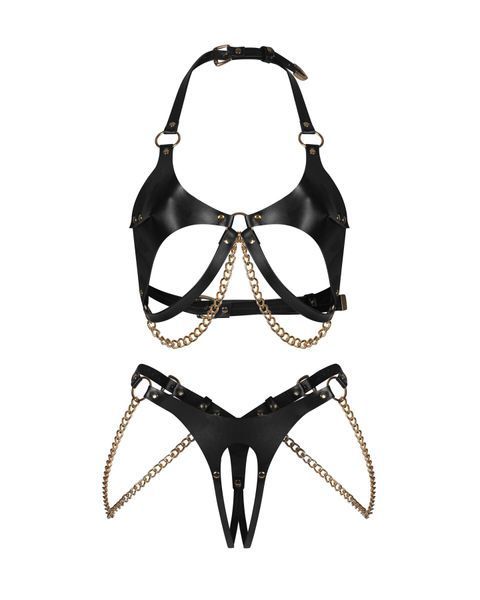 Комплект Obsessive Anyya Black 2-pcs crotchless set S/M/L SX5052 фото