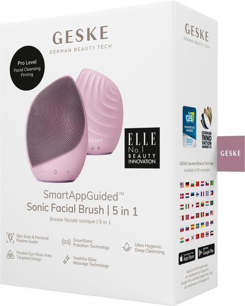 Електронна ультразвукова щітка для обличчя GESKE Sonic Facial Brush 5в1 pink HB0071 фото