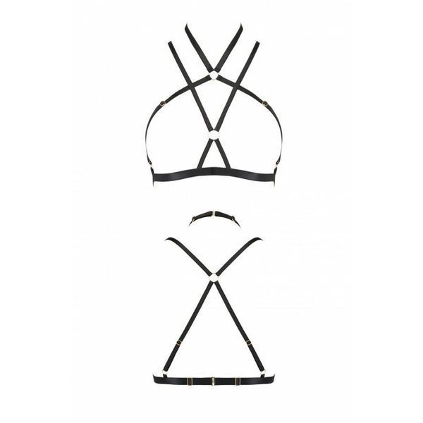 Портупея-стрепи Passion Exclusive KELIS BRA XXL/XXXL, black, трусики в комплекті SO6414 фото