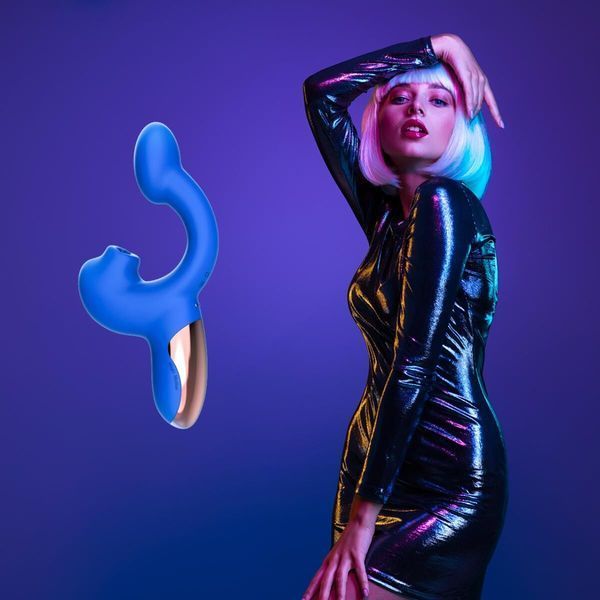Смарт-вібратор Magic Motion Ponder Blue, подвійна стимуляція, віброяйце+язичок для клітора SX3229 фото