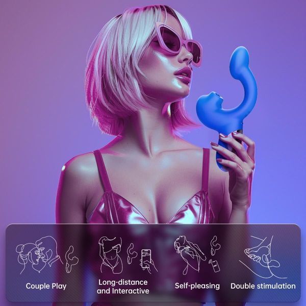 Смарт-вібратор Magic Motion Ponder Blue, подвійна стимуляція, віброяйце+язичок для клітора SX3229 фото