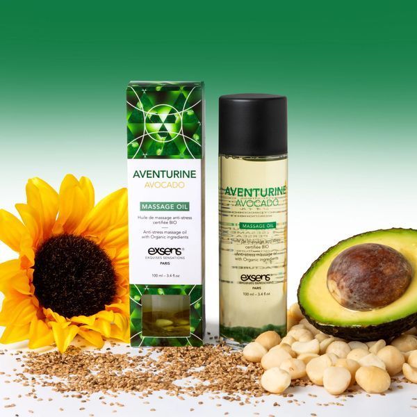Розпродаж!!! Масажна олія EXSENS Aventurine Avocado (антистрес) 100мл (термін 09.2025) SO2377-R фото