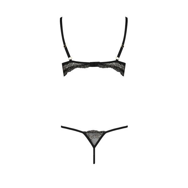 Комплект білизни Passion Exclusive VALERY SET OpenBra XXL/XXXL black, стрепи, трусики, відкритий ліф PS25106 фото