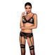 Комплект білизни Passion NESSY SET L/XL black, бюстгальтер, пояс для панчіх, стрінги SO8457 фото 1