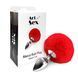 Металева анальна пробка М Art of Sex - Metal Butt plug Rabbit Tail Red, діаметр 3,4 см SO6963 фото 3