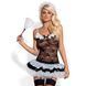 Еротичний костюм покоївки зі спідницею Obsessive Housemaid 5 pcs costume S/M, black, топ, спідниця, стринги, пов'язка на голову, п SO7709 фото 1