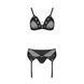 Комплект білизни Passion NESSY SET L/XL black, бюстгальтер, пояс для панчіх, стрінги SO8457 фото 3