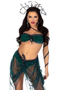 Еротичний костюм Медузи Горгони Leg Avenue Medusa Costume S, топ, спідниця, нарукавники, прикраси SO9212 фото