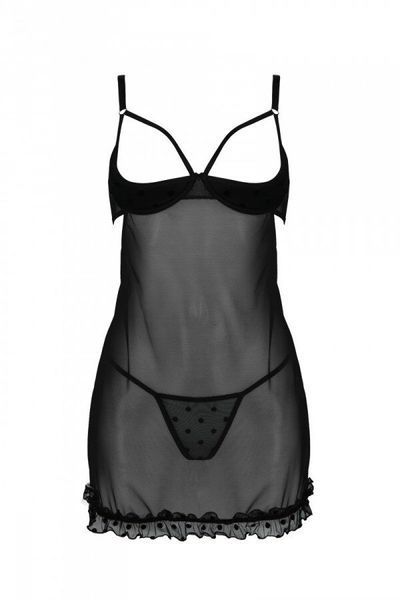 Еротичний пеньюар Passion MARINA CHEMISE, S/M, black SO9724 фото