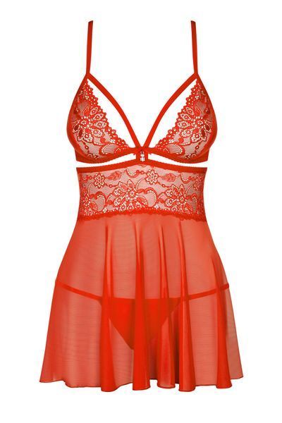 Бебі-дол Obsessive 838-BAB-3 babydoll & thong red L/XL SX1120 фото