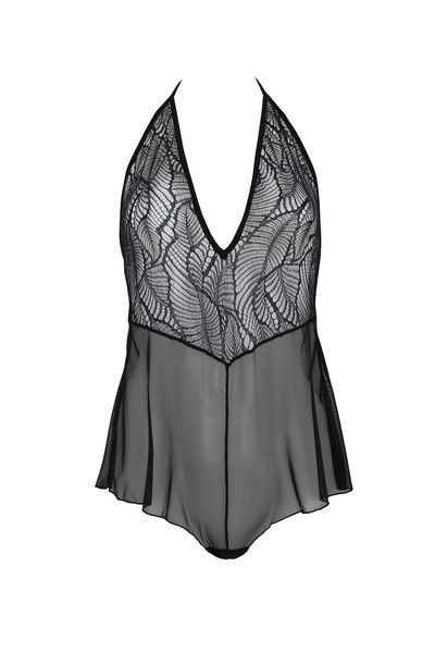 Боді Passion LEAFA BODY black S/M, на зав'язках, м'яка чашка, низ у вигляді шортиків SX0501 фото