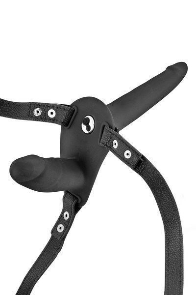 Подвійний страпон з вібрацією Fetish Tentation Vibrating Strap-On with Double Dildo (м'ята упаковка!!!) SO3748-R фото