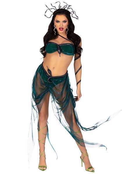 Еротичний костюм Медузи Горгони Leg Avenue Medusa Costume S, топ, спідниця, нарукавники, прикраси SO9212 фото