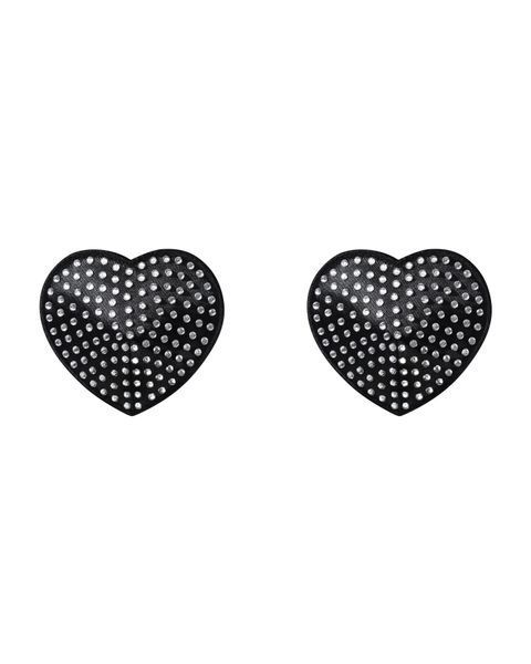 Накладки-серця на соски зі стразами Obsessive A750 nipple covers, чорні (м'ята упаковка!!!) SO7193-R фото