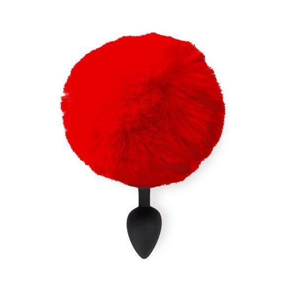 Силіконова анальна пробка М Art of Sex - Silicone Butt plug Rabbit Tail Red, діаметр 3,5 см SO6964 фото