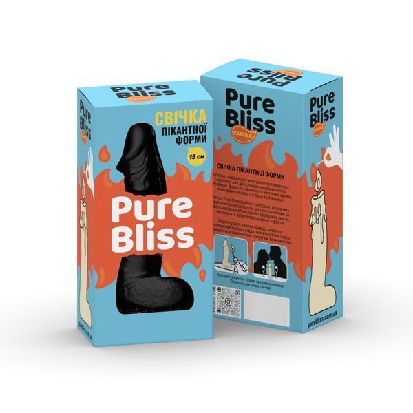 Свічка у вигляді члена Pure Bliss MINI Black 15 см SX1643 фото
