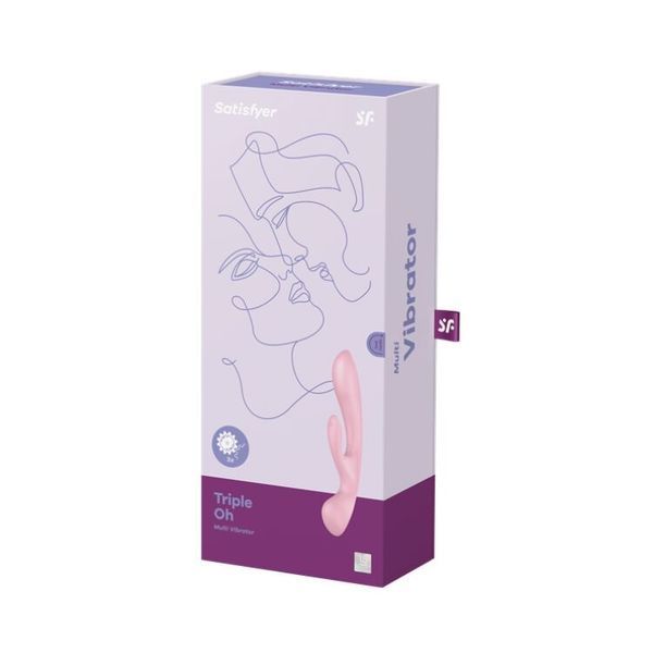 Двосторонній вібратор-кролик Satisfyer Triple Oh Pink, 3 мотори, руків&rsquo;я-масажер SO7780 фото