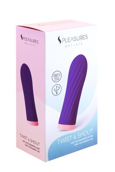 Віброкуля S Pleasures Bullets Twist & Shout Purple, фіолетова, ребриста поверхня, 10 режимів SX1606 фото