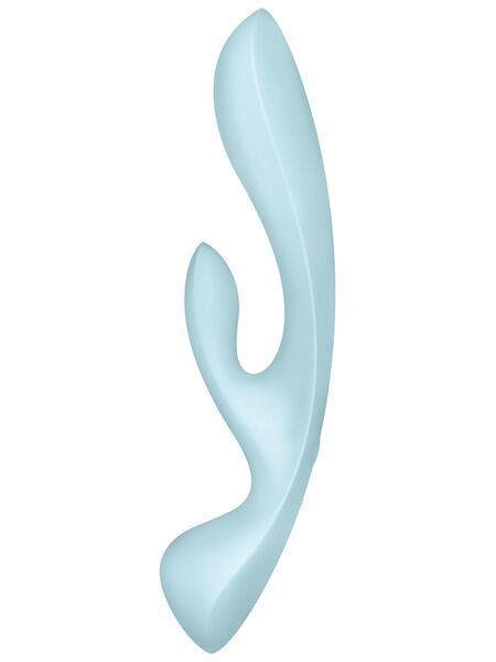 Двосторонній вібратор-кролик Satisfyer Triple Oh Light Blue, 3 мотори, руків&rsquo;я-масажер SO7781 фото
