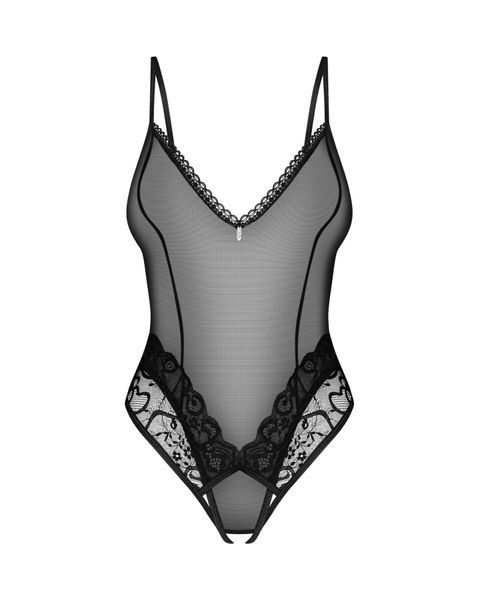 Тедді з доступом Obsessive Blomentis crotchless teddy, XS/S, прозоре, відкрита спина, низ-стрінги SX1026 фото