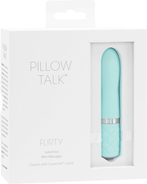Розкішний вібратор PILLOW TALK - Flirty Teal з кристалом Swarovski, гнучка головка SO2726 фото
