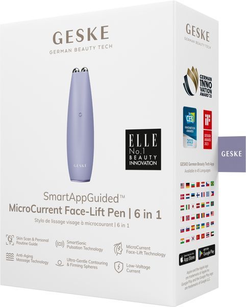 Мікрострумова ручка для підтяжки шкіри обличчя GESKE MicroCurrent Face-Lift Pen 6в1 purple HB0123 фото