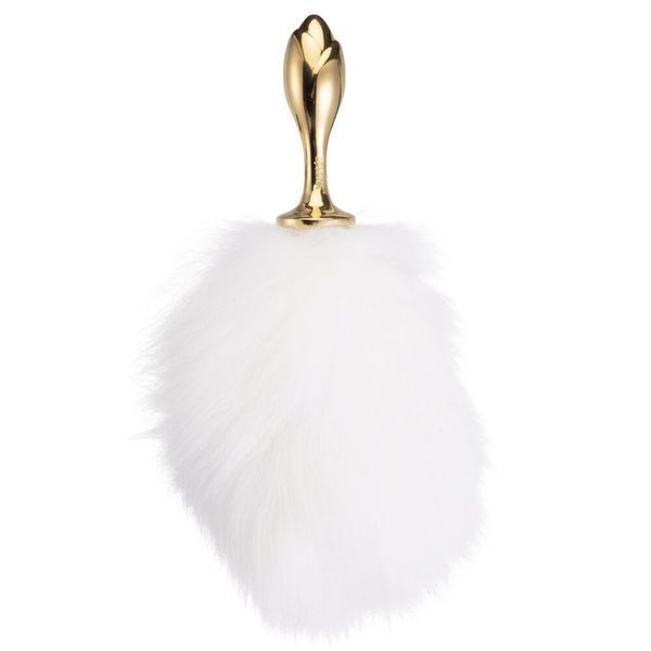 Металева анальна пробка &mdash; кролячий хвіст LOCKINK SEVANDA White Bunny-Tail Anal Rose-shape Plug SX0867 фото