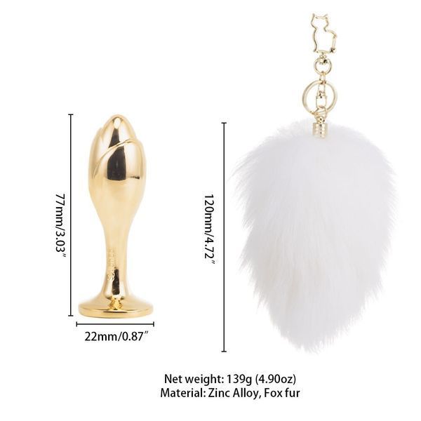 Металева анальна пробка &mdash; кролячий хвіст LOCKINK SEVANDA White Bunny-Tail Anal Rose-shape Plug SX0867 фото