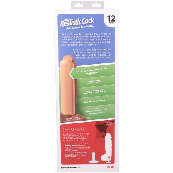 Фалоімітатор Doc Johnson The Realistic Cock ULTRASKYN - 12 Inch Hung with Balls Chocolate SX4462 фото