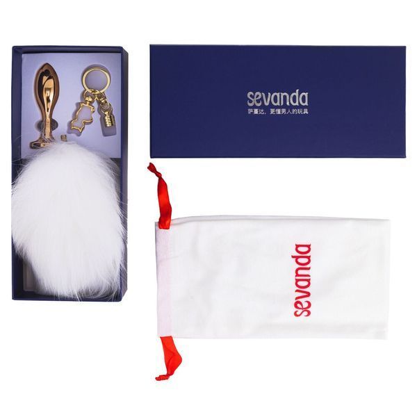 Металева анальна пробка &mdash; кролячий хвіст LOCKINK SEVANDA White Bunny-Tail Anal Rose-shape Plug SX0867 фото
