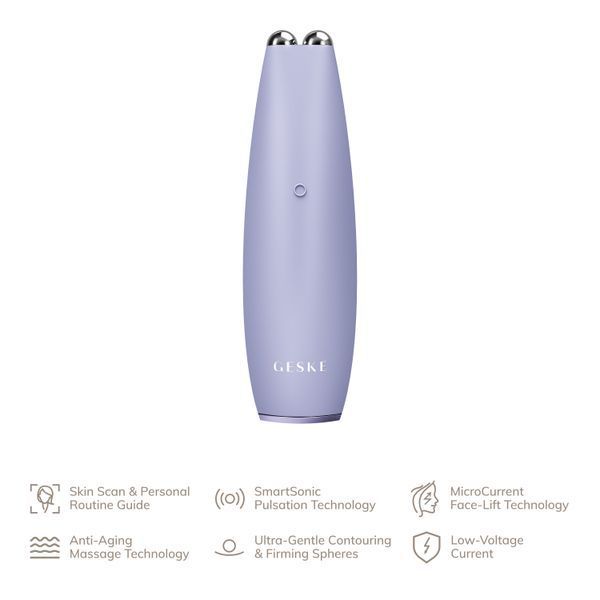 Мікрострумова ручка для підтяжки шкіри обличчя GESKE MicroCurrent Face-Lift Pen 6в1 purple HB0123 фото