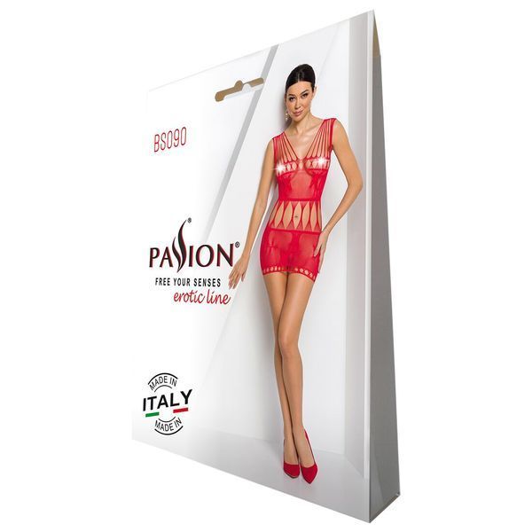 Бодістокінг мінісукня з метеликами Passion BS090 One Size red SO6389 фото