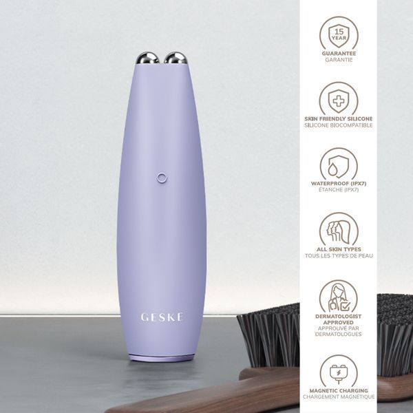 Мікрострумова ручка для підтяжки шкіри обличчя GESKE MicroCurrent Face-Lift Pen 6в1 purple HB0123 фото