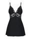 Сатиновий пеньюар з мереживом Obsessive 810-BAB-1 babydoll & thong L/XL, чорний, пеньюар, танга SO7153 фото 5
