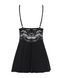 Сатиновий пеньюар з мереживом Obsessive 810-BAB-1 babydoll & thong L/XL, чорний, пеньюар, танга SO7153 фото 6