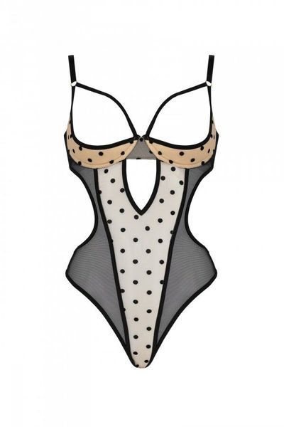 Еротичне боді Passion MARINA BODY, XXL/XXXL, beige, з відкритими чашками SO9716 фото