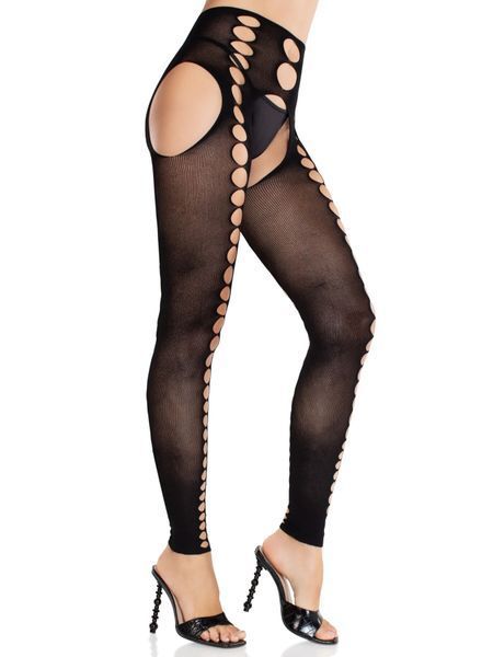 Колготки Leg Avenue Seamless Opaque Footless Suspender Hose One Size Black SX2765 фото