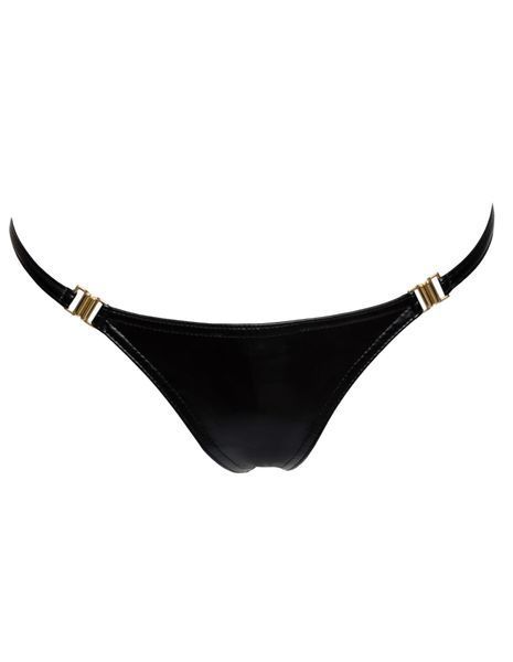 Трусики з мокрим ефектом Noir Handmade P008 Powerwetlook panty with gold clasp, XXL, на застібках SX0175 фото