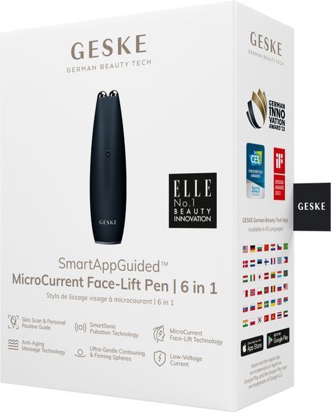Мікрострумова ручка для підтяжки шкіри обличчя GESKE MicroCurrent Face-Lift Pen 6в1 black HB0124 фото