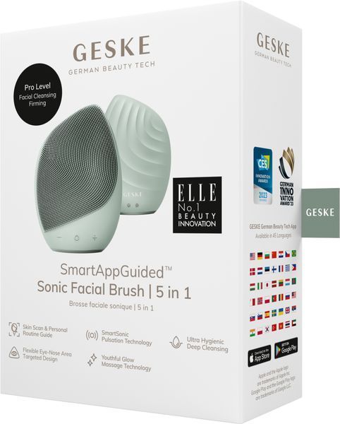 Електронна ультразвукова щітка для обличчя GESKE Sonic Facial Brush 5в1 green HB0074 фото